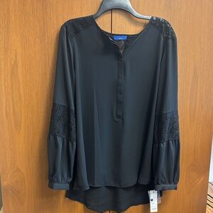 Apt. 9 Black Blouse with Lace Sleeves